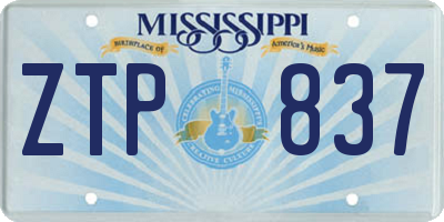 MS license plate ZTP837