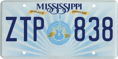 MS license plate ZTP838