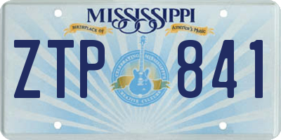 MS license plate ZTP841