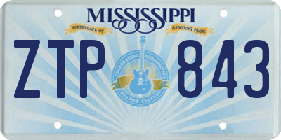 MS license plate ZTP843