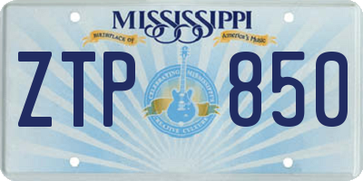 MS license plate ZTP850
