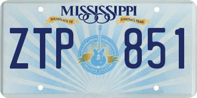 MS license plate ZTP851