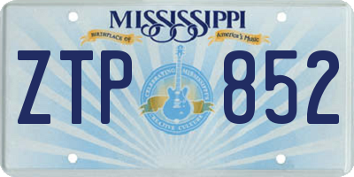 MS license plate ZTP852
