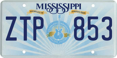 MS license plate ZTP853