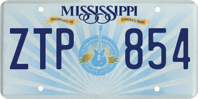 MS license plate ZTP854