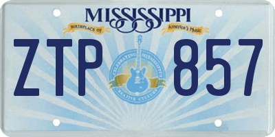 MS license plate ZTP857