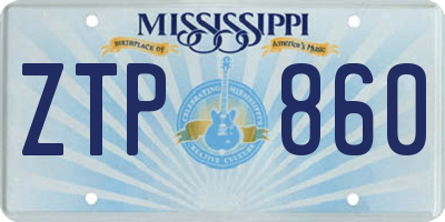 MS license plate ZTP860