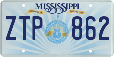 MS license plate ZTP862