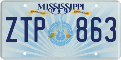 MS license plate ZTP863