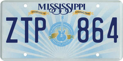 MS license plate ZTP864
