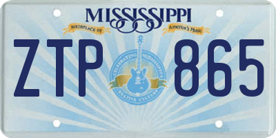MS license plate ZTP865