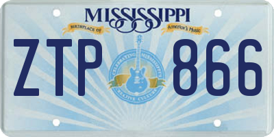 MS license plate ZTP866