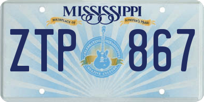 MS license plate ZTP867