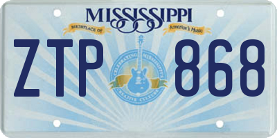 MS license plate ZTP868