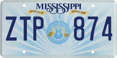 MS license plate ZTP874