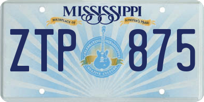 MS license plate ZTP875