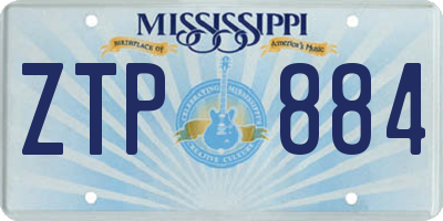 MS license plate ZTP884