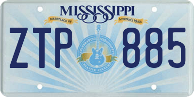 MS license plate ZTP885