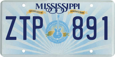 MS license plate ZTP891