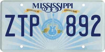 MS license plate ZTP892