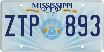 MS license plate ZTP893