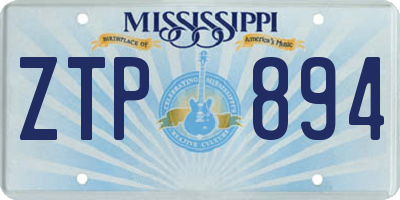 MS license plate ZTP894