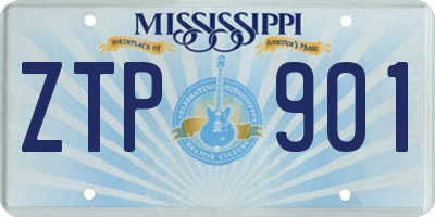 MS license plate ZTP901