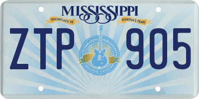 MS license plate ZTP905