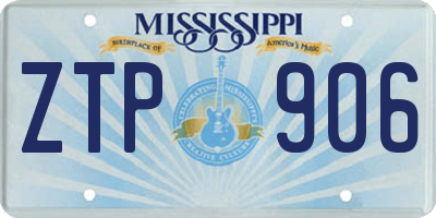 MS license plate ZTP906