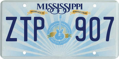 MS license plate ZTP907
