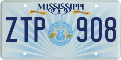 MS license plate ZTP908