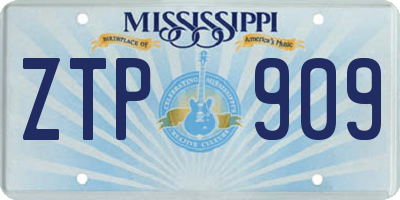 MS license plate ZTP909