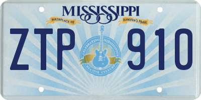 MS license plate ZTP910