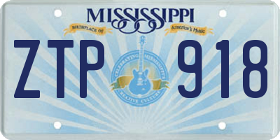 MS license plate ZTP918