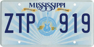 MS license plate ZTP919