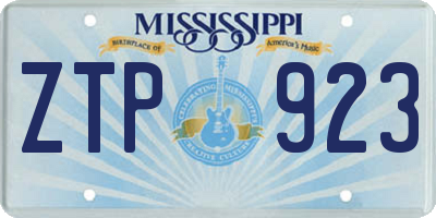 MS license plate ZTP923