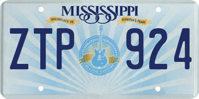 MS license plate ZTP924
