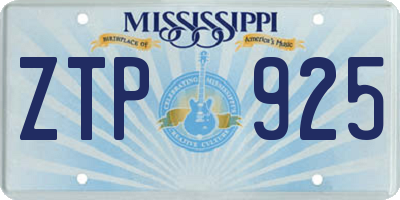 MS license plate ZTP925