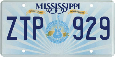 MS license plate ZTP929