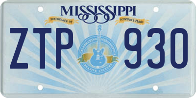 MS license plate ZTP930