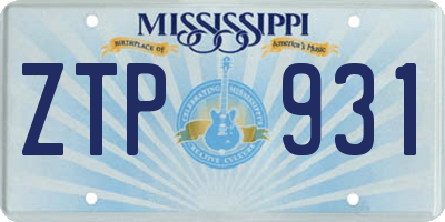 MS license plate ZTP931