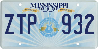 MS license plate ZTP932