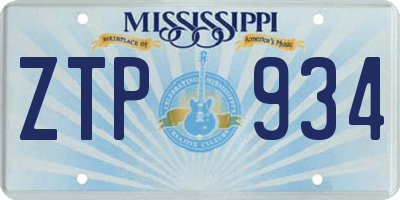MS license plate ZTP934