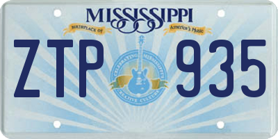 MS license plate ZTP935