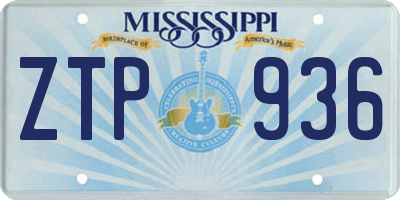 MS license plate ZTP936