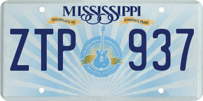 MS license plate ZTP937