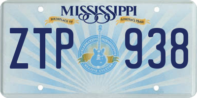 MS license plate ZTP938