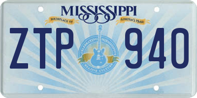 MS license plate ZTP940