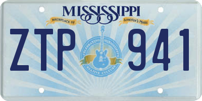 MS license plate ZTP941