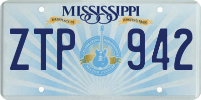 MS license plate ZTP942